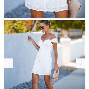 White off shoulder front button Vici dress